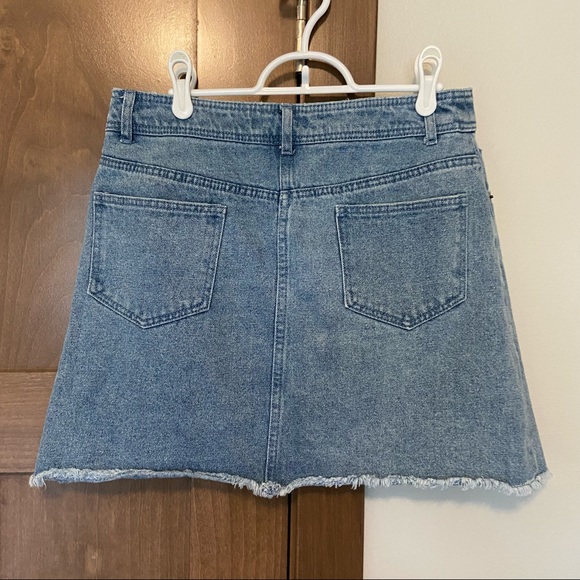 Popsugar Y2K Style High Waist Frayed Hem Denim Jean Mini Skirt Size 12 - Picture 8 of 8